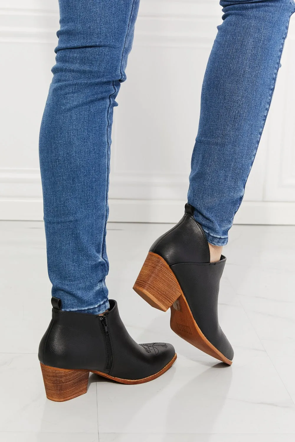 Trust Yourself Embroidered Crossover Bootie - Black