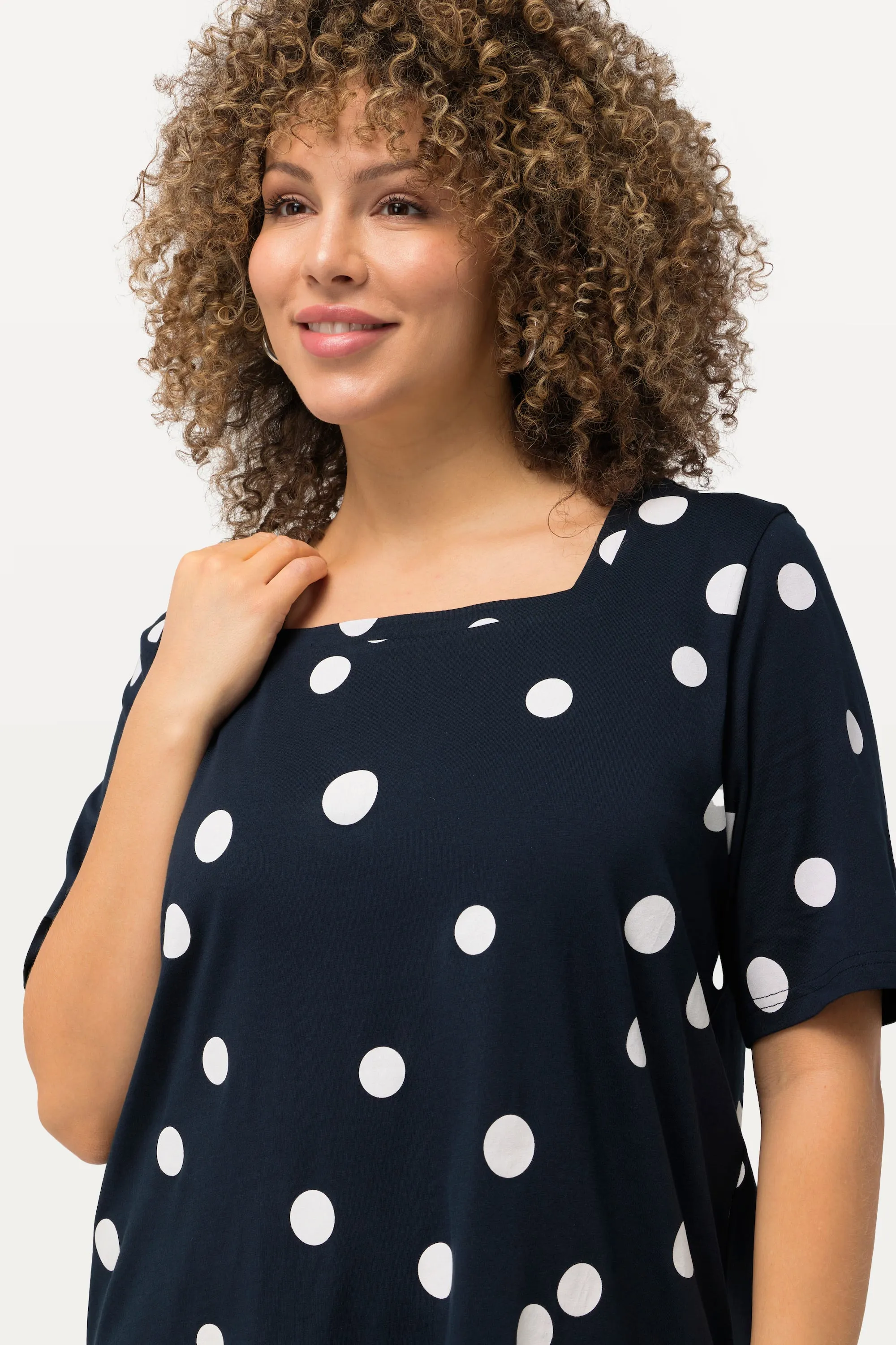 Ulla Popken Navy Polka Dot Tunic