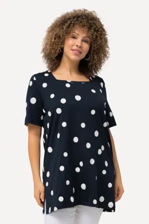 Ulla Popken Navy Polka Dot Tunic