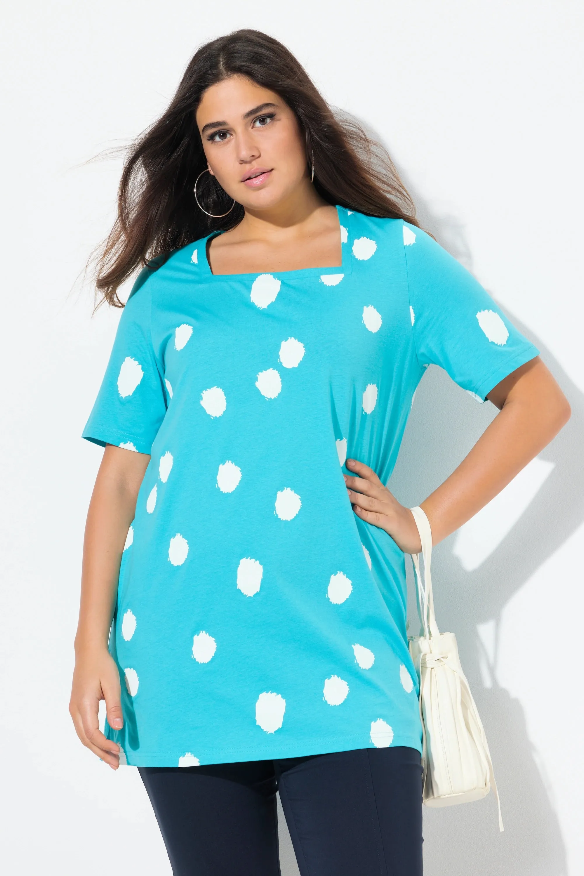 Ulla Popken Turquoise Polka Dot Tunic