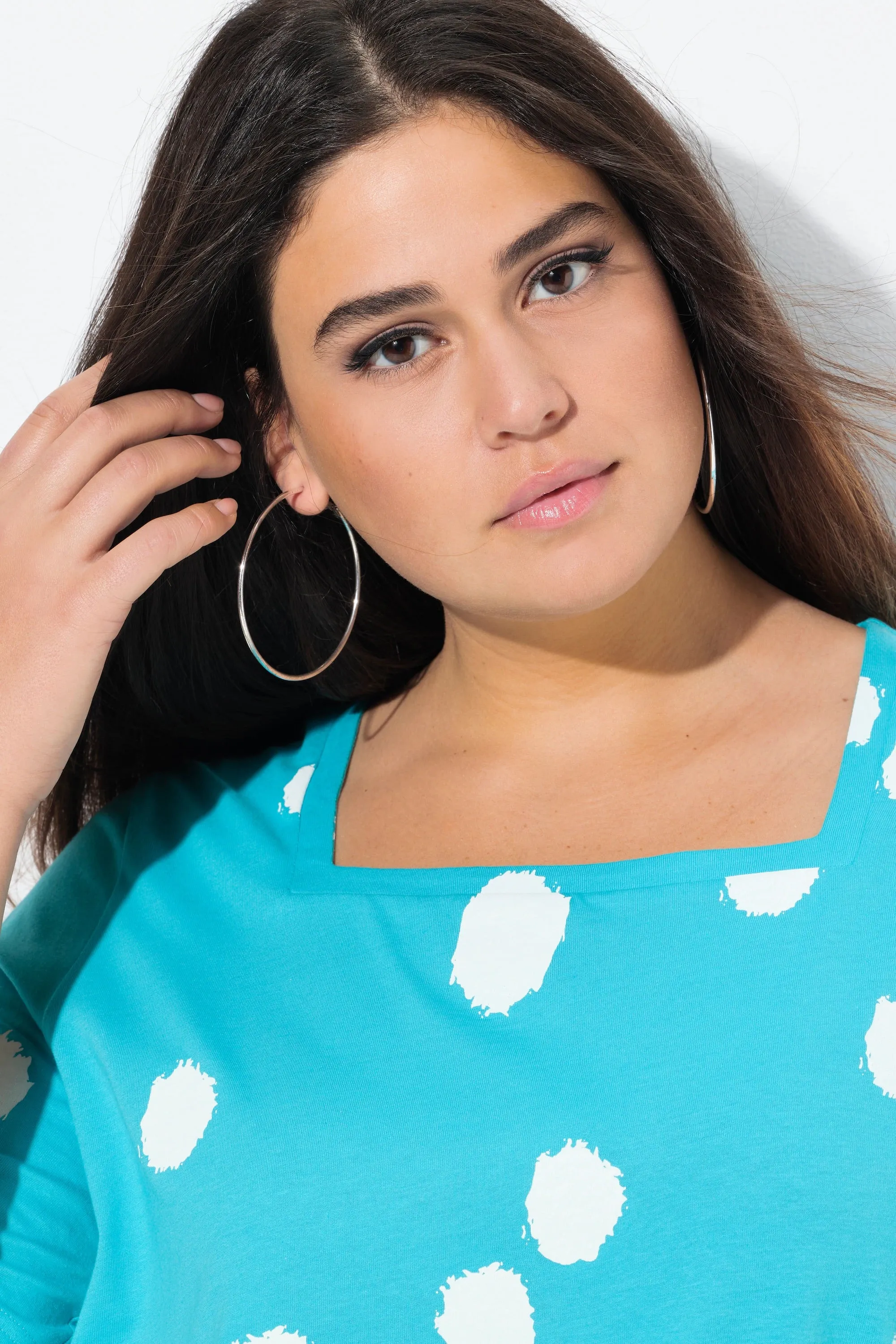 Ulla Popken Turquoise Polka Dot Tunic