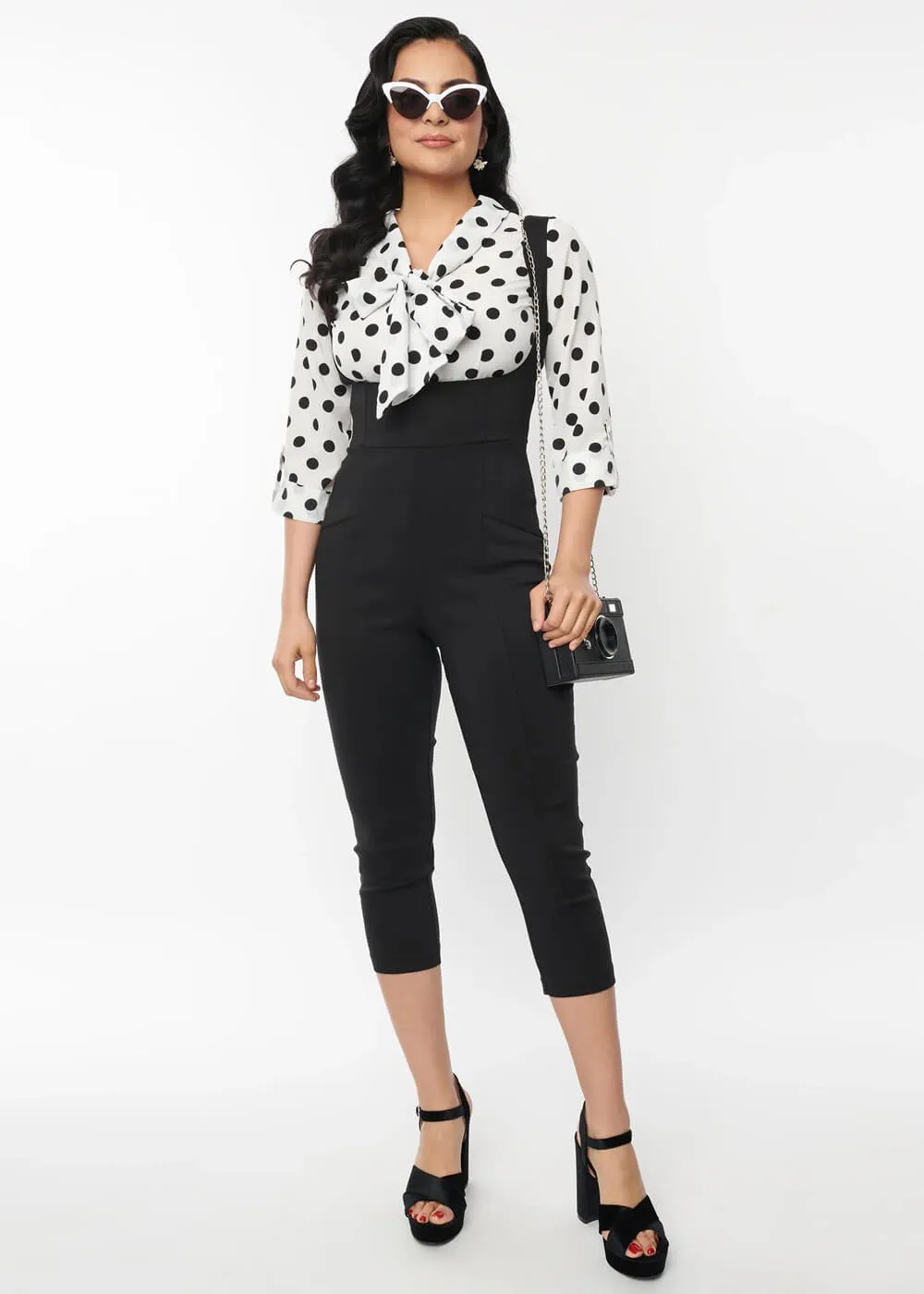 Unique Vintage Olivia Sheer Polkadot 50's Blouse White