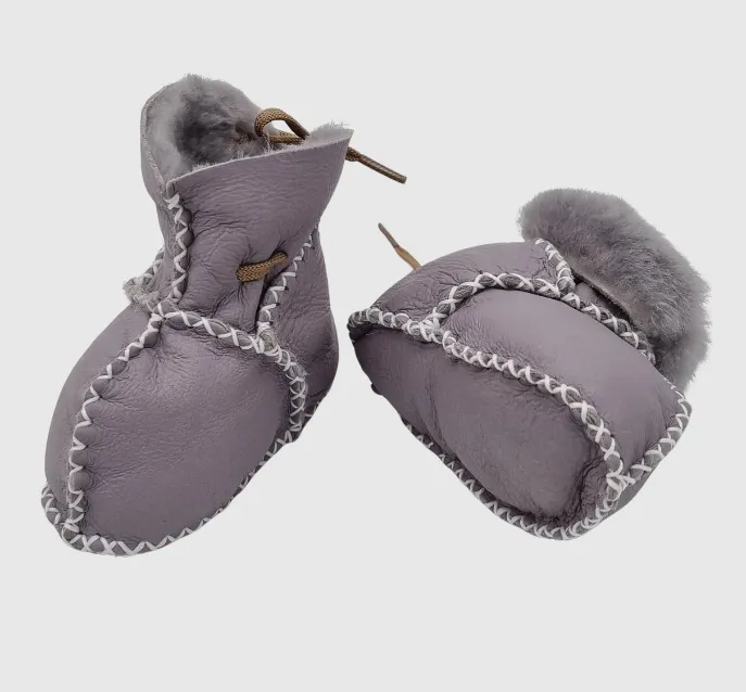 Upcycled Leather Lace Up  Booties Lila