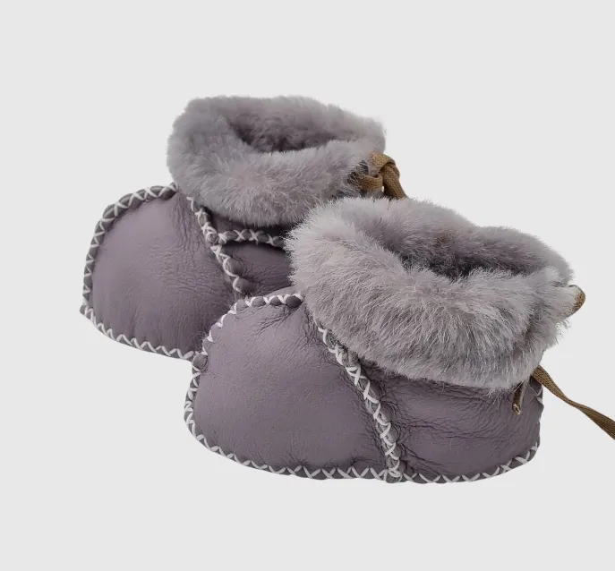 Upcycled Leather Lace Up  Booties Lila