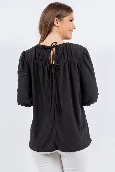 Upgrade Your Basic Puff Sleeve and Bow Detail Top