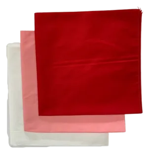USA Made Solid Color Bandanas 3 Pk Cotton White Red Pink 22"