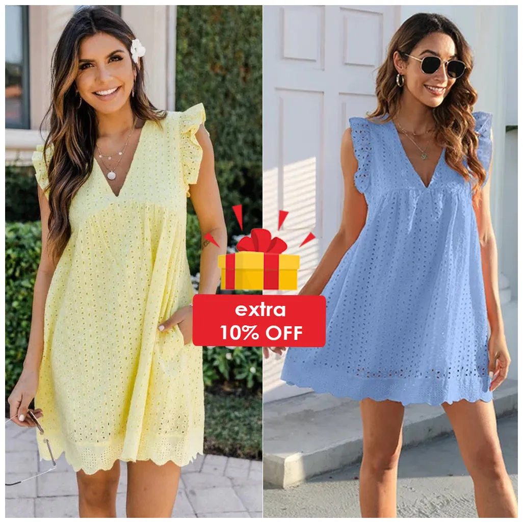 V-neck Sleeveless Mini Dress with Lace - Summer Fashion 2023