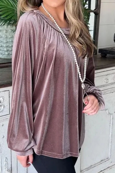 Vania Ruched Round Neck Raglan Sleeve Blouse