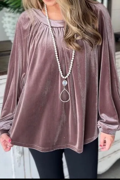 Vania Ruched Round Neck Raglan Sleeve Blouse