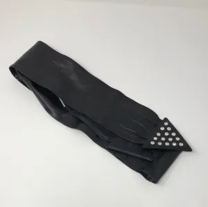 Vintage: Black Leather and Suede Studded Triangle Belt