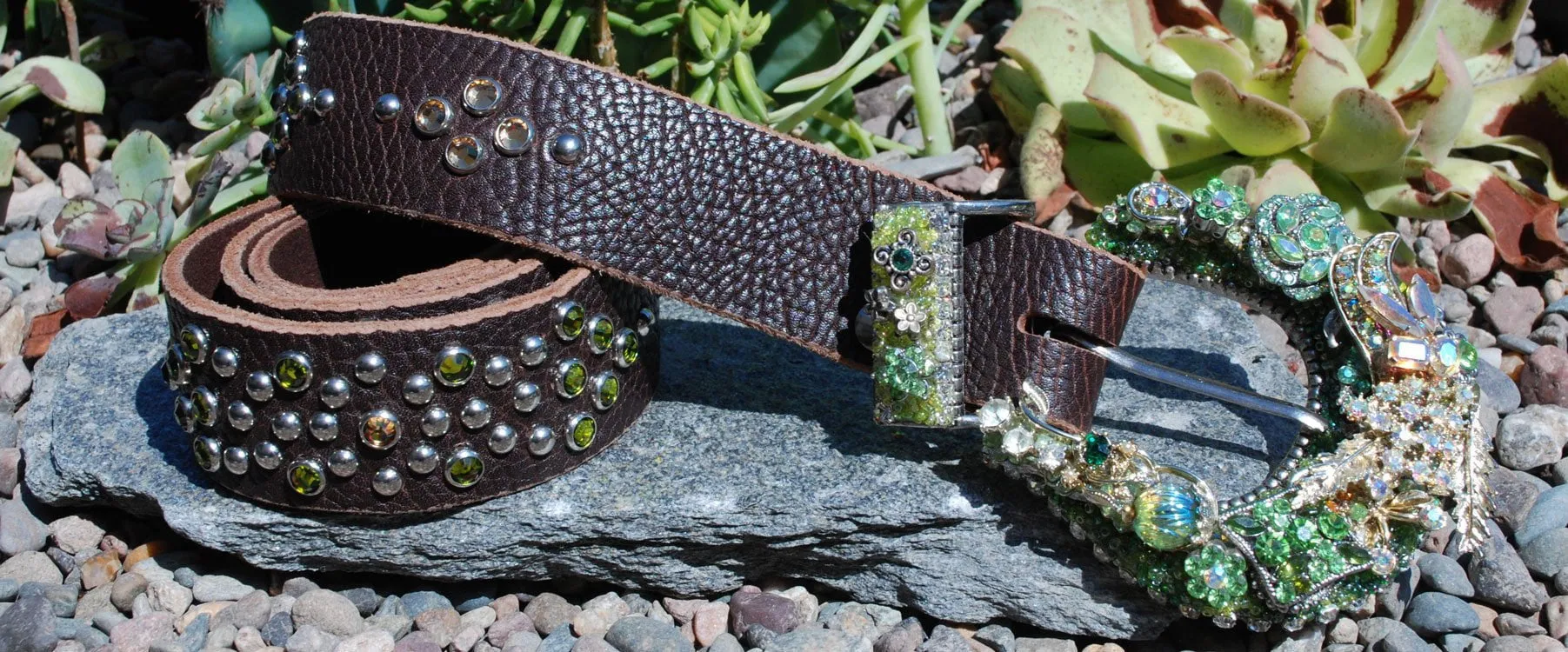 Vintage Crystal Cowgirl Belt & Buckle - Small