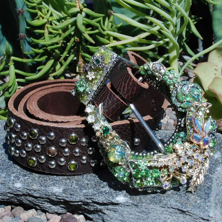 Vintage Crystal Cowgirl Belt & Buckle - Small