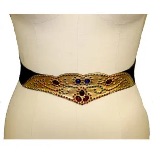 Vintage Studded Belt 1940s Jeweled Wonder Woman-ish French Fashion Sz 28/M