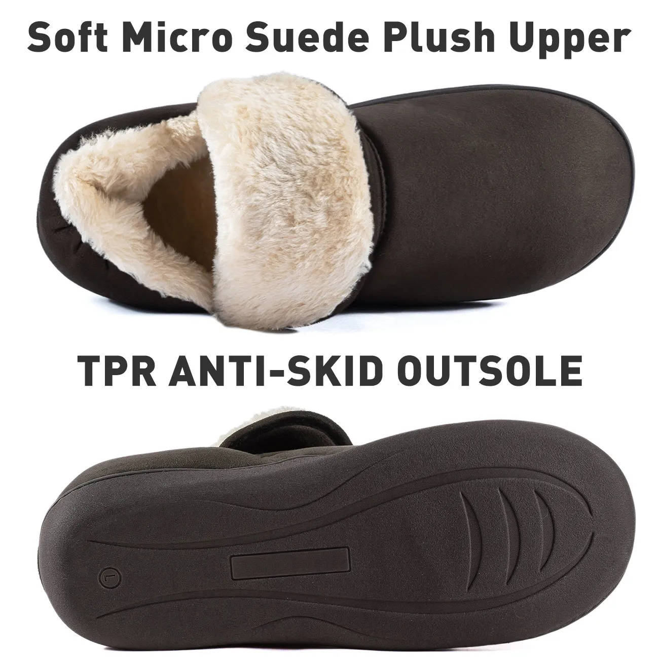 VONMAY Men's Faux Fur Suede House Bootie Slippers Memory Foam Slippers Anti-Skid Winter Boot Indoor Outdoor