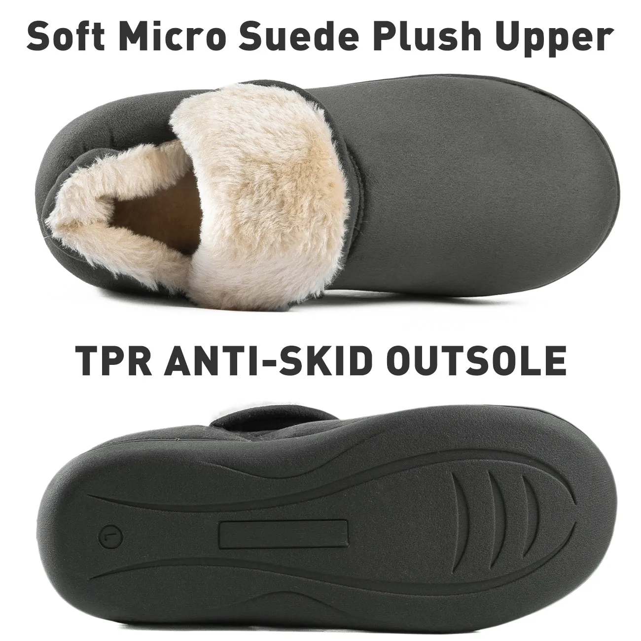 VONMAY Men's Faux Fur Suede House Bootie Slippers Memory Foam Slippers Anti-Skid Winter Boot Indoor Outdoor