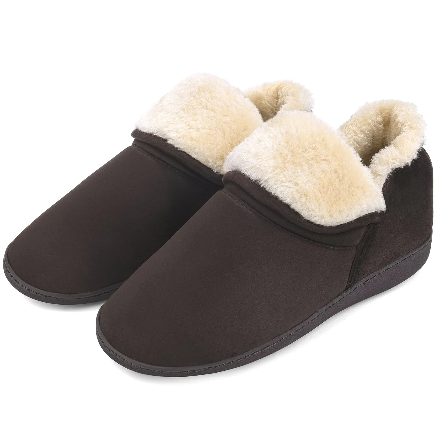 VONMAY Men's Faux Fur Suede House Bootie Slippers Memory Foam Slippers Anti-Skid Winter Boot Indoor Outdoor