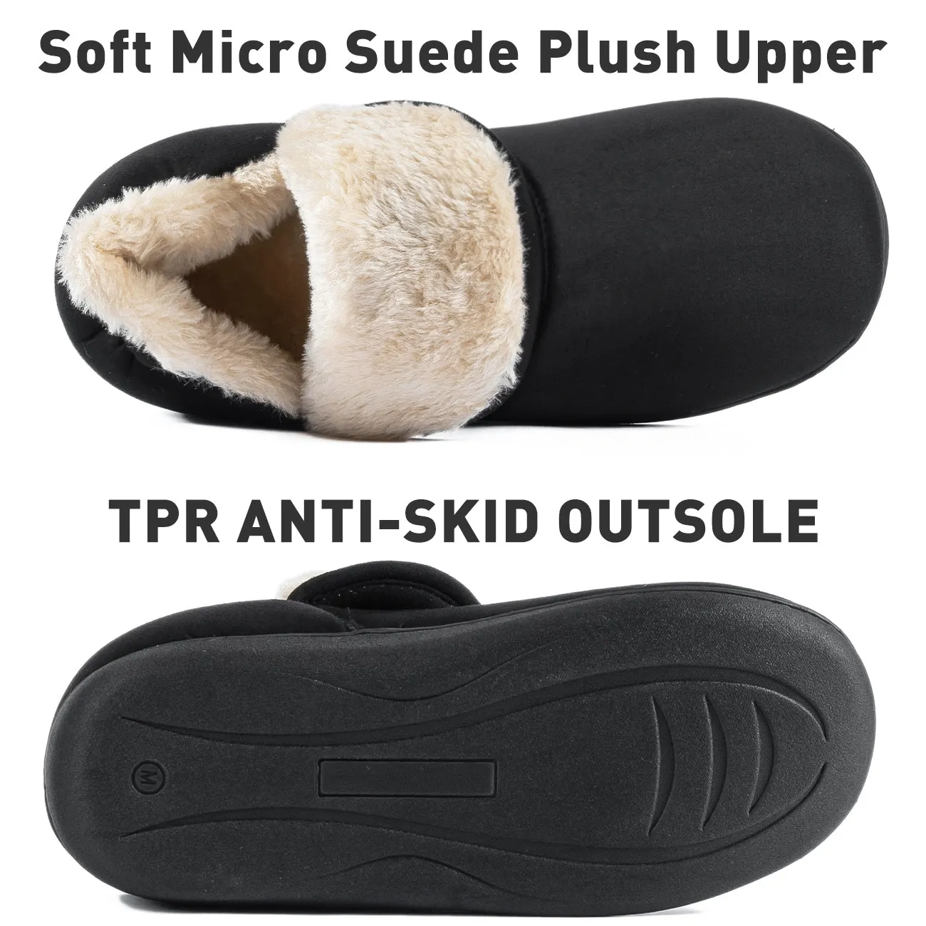 VONMAY Men's Faux Fur Suede House Bootie Slippers Memory Foam Slippers Anti-Skid Winter Boot Indoor Outdoor