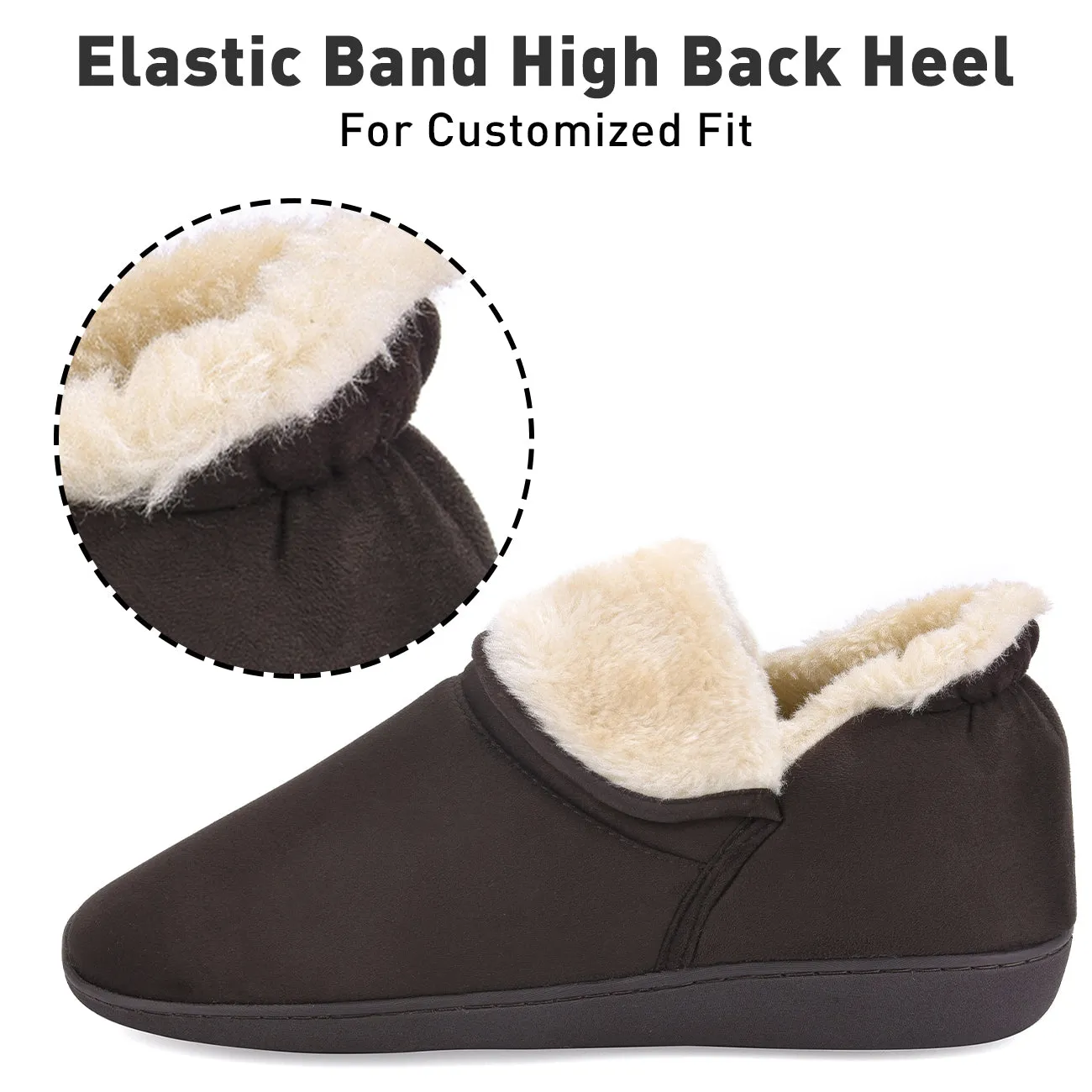 VONMAY Men's Faux Fur Suede House Bootie Slippers Memory Foam Slippers Anti-Skid Winter Boot Indoor Outdoor