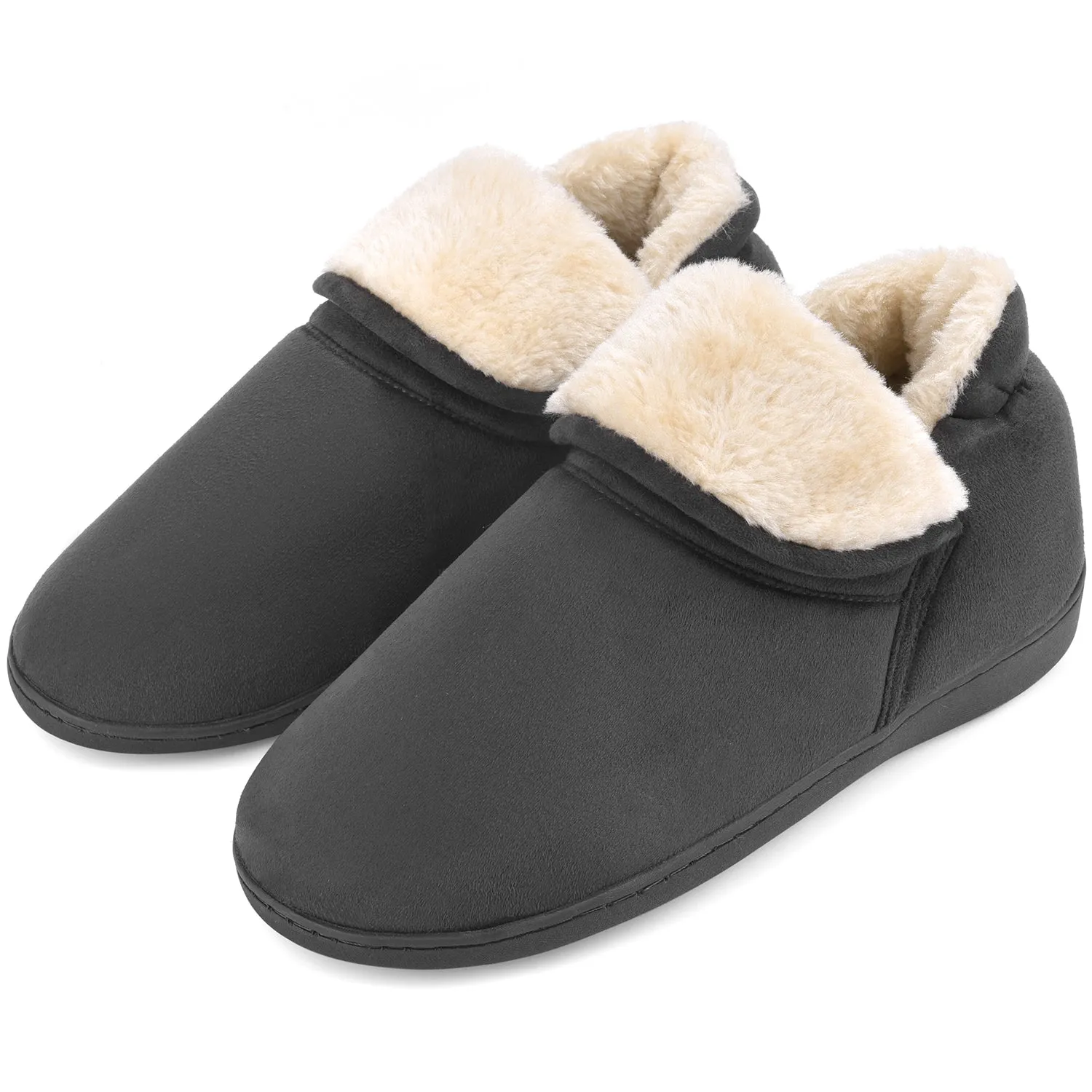 VONMAY Men's Faux Fur Suede House Bootie Slippers Memory Foam Slippers Anti-Skid Winter Boot Indoor Outdoor