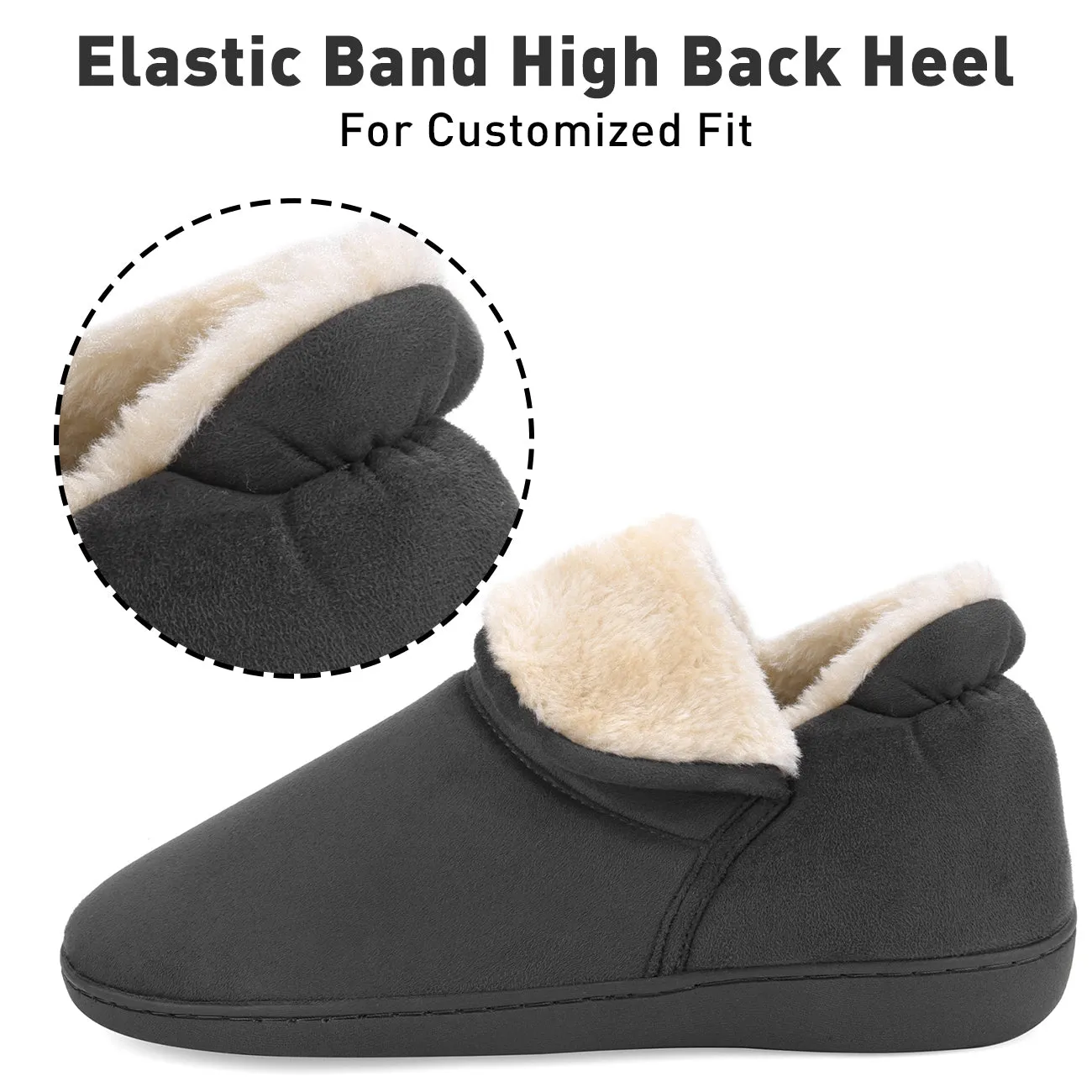 VONMAY Men's Faux Fur Suede House Bootie Slippers Memory Foam Slippers Anti-Skid Winter Boot Indoor Outdoor