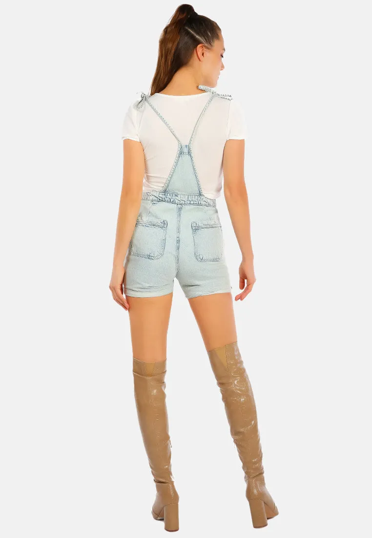 Washed Denim Tie Up Playsuit