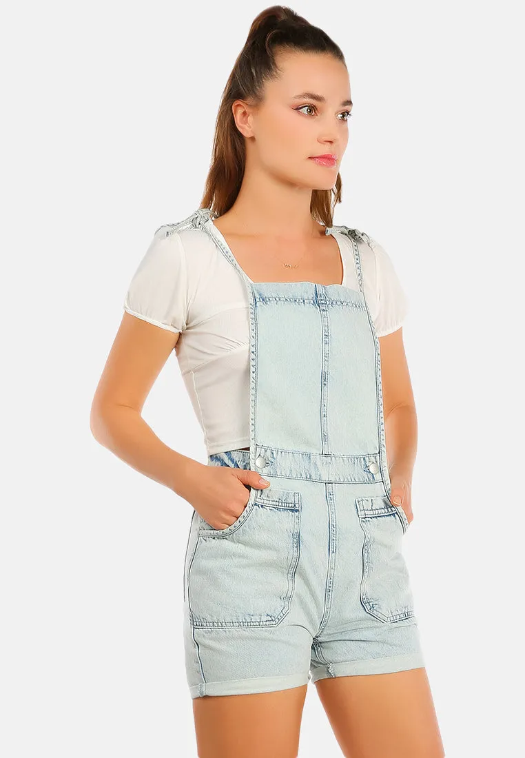 Washed Denim Tie Up Playsuit