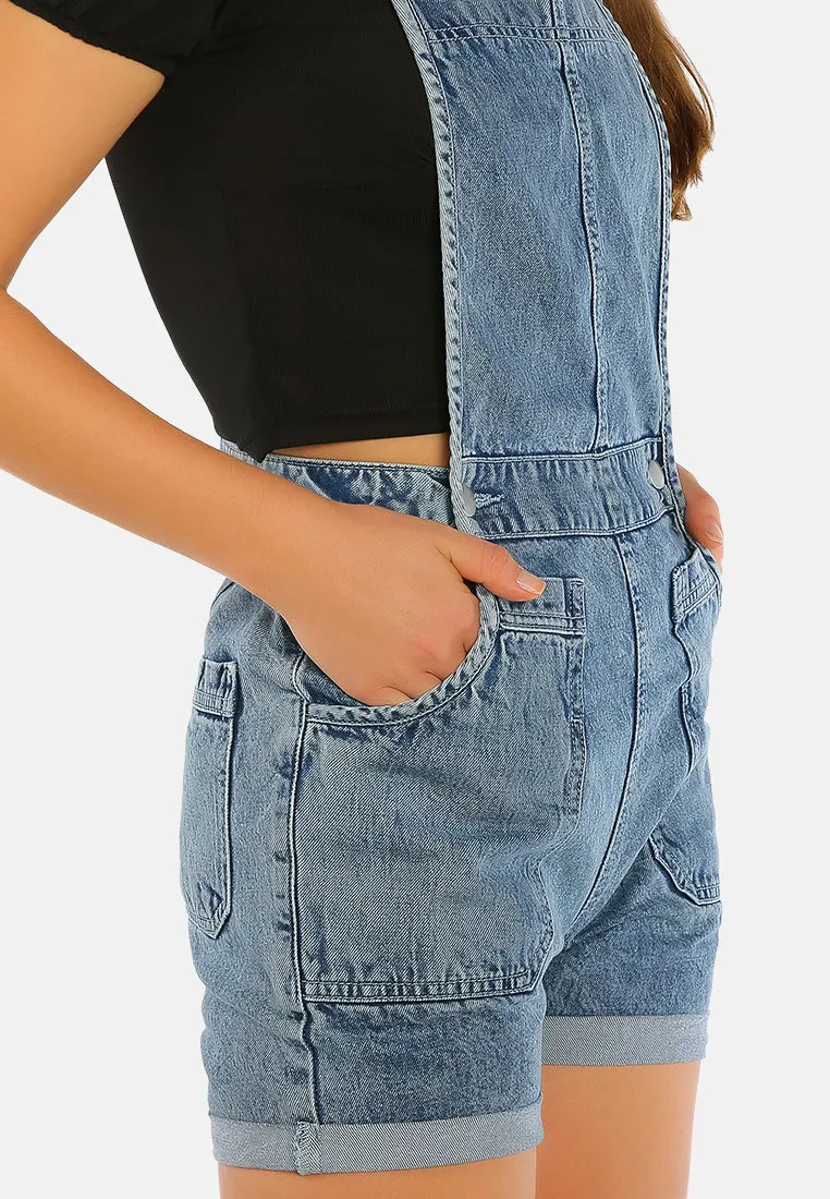 Washed Denim Tie Up Playsuit