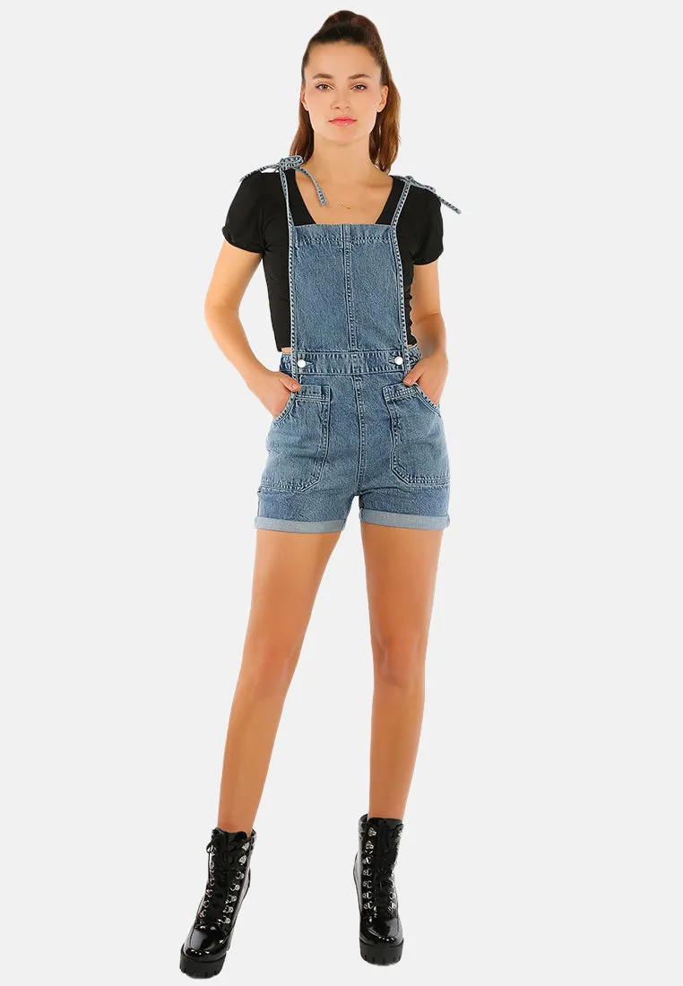 Washed Denim Tie Up Playsuit