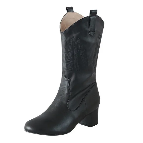 Western Cowboy Knight Boots Boots Spring Winter Black And White Boots Shoes