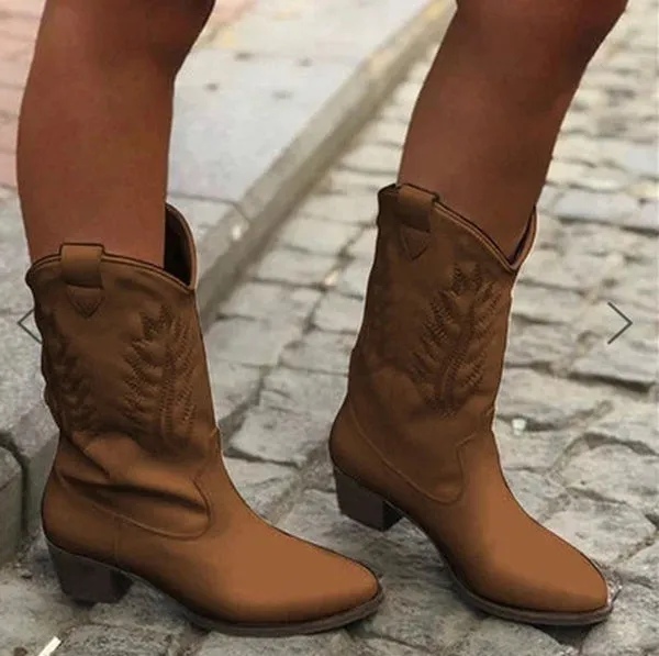 Western Cowboy Knight Boots Boots Spring Winter Black And White Boots Shoes