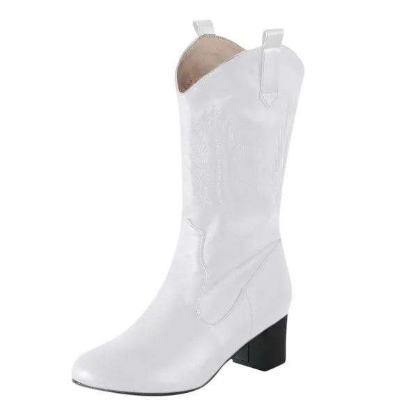 Western Cowboy Knight Boots Boots Spring Winter Black And White Boots Shoes