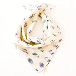 White Blue Green Modern Dot Cotton Ikat Bandana