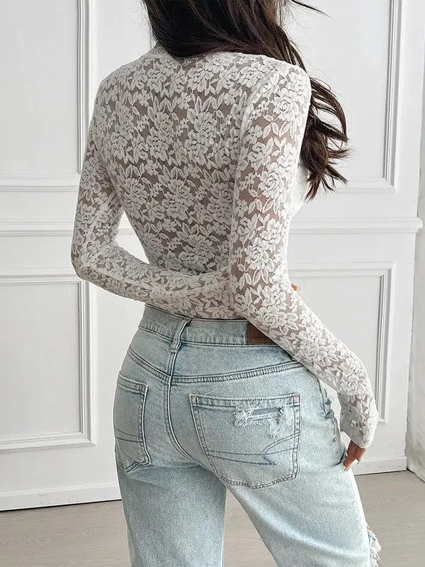 White Lace Tie-Front Top Women's Boho Style