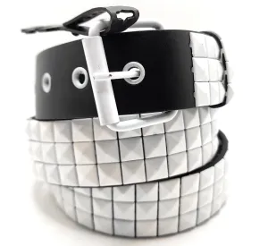 White Studs on Black Pyramid Studded Belt White Hardware Punk