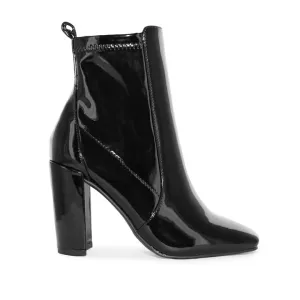 Wild Diva Slay-13 Patent Leather Square Toe Heel Ankle Boots