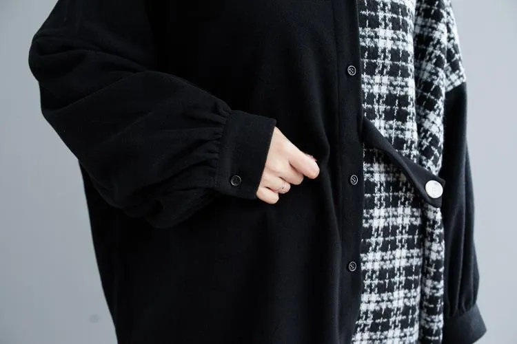 Women Plus Sizes Plaid Loose Long Sleeves Shirts
