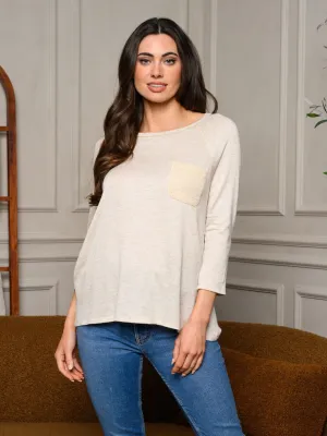WOMEN'S 3/4 SLEEVE FRONT POCKET TUNIC TOP