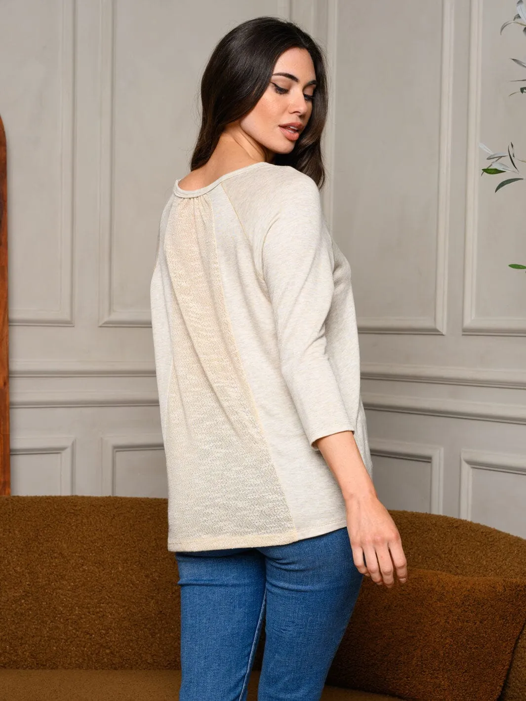 WOMEN'S 3/4 SLEEVE FRONT POCKET TUNIC TOP