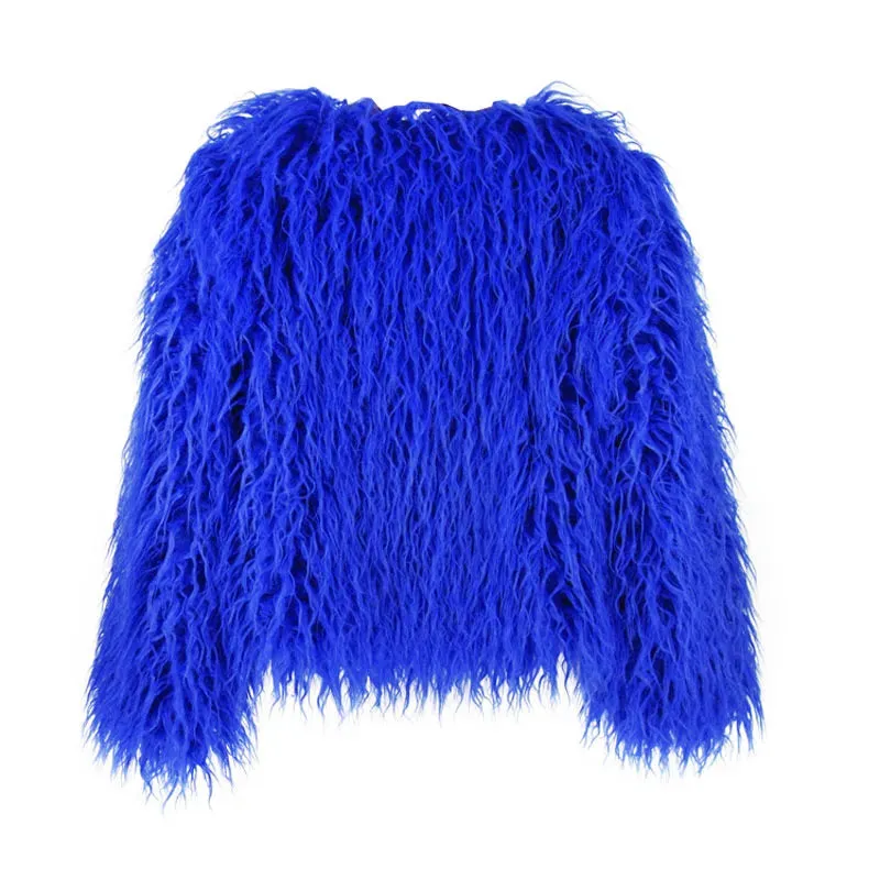 Women's Fashion Faux Fur Coat Elegant Thick Warm Vegan Fur Jackets Autumn Winter Coat