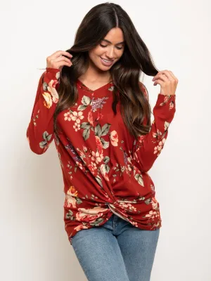 WOMEN'S FLORAL PRINT CROSS FRONT TOP