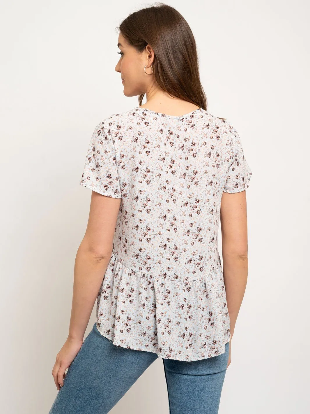 WOMEN'S FRONT TIE FLORAL TOP