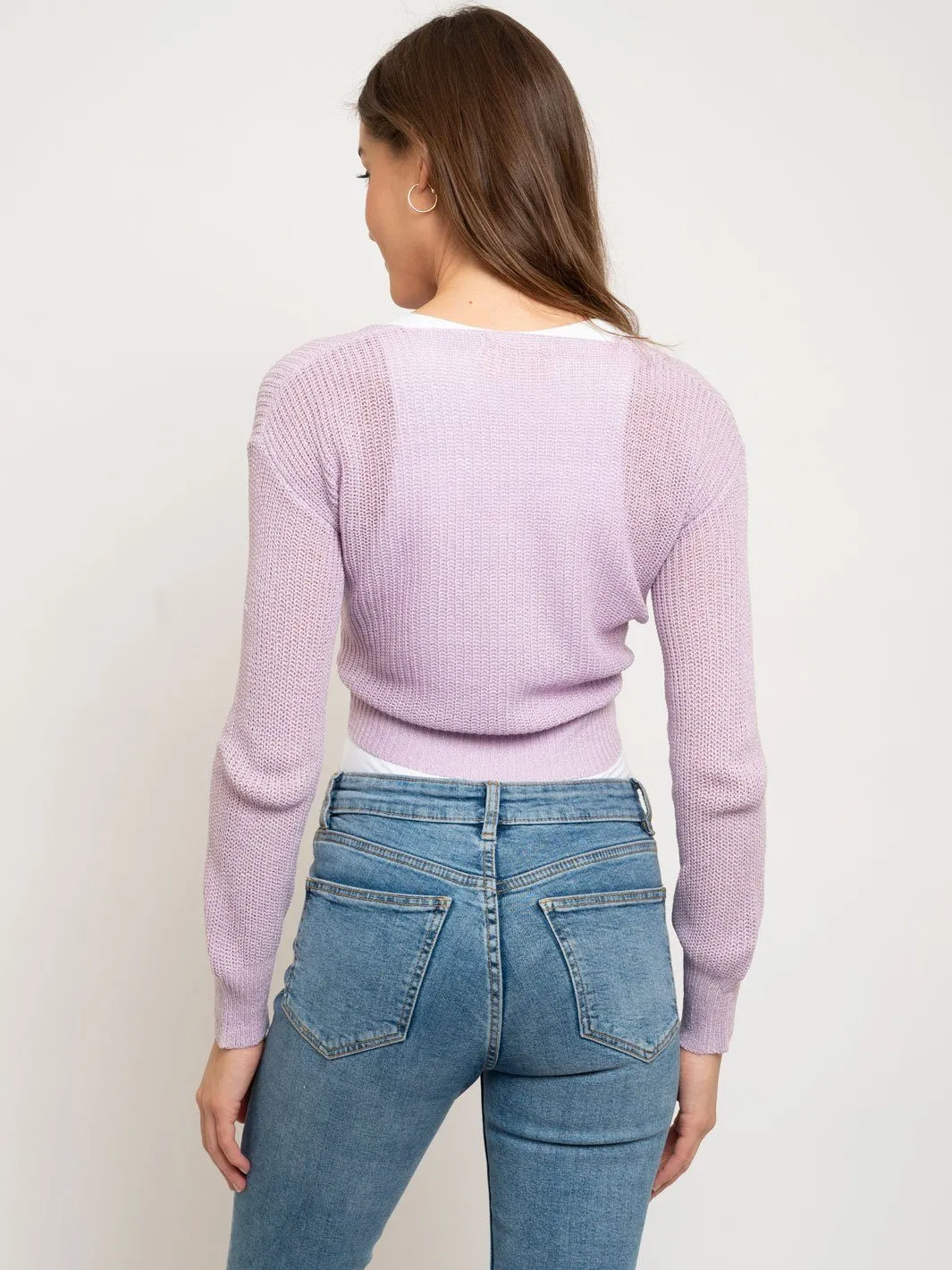 WOMEN'S FRONT TIE LONG SLEEVE TOP