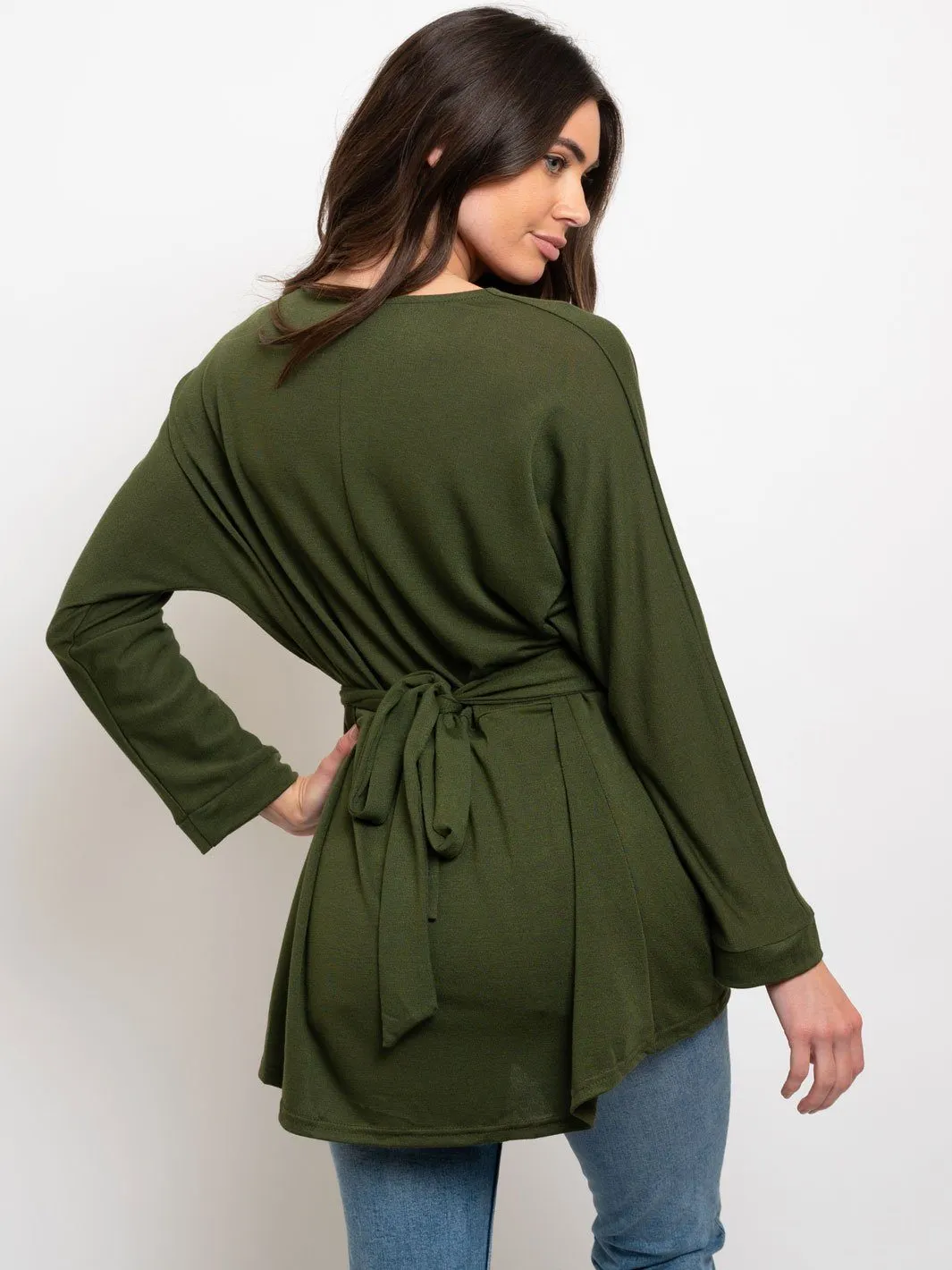 WOMEN'S FRONT TIE V NECK TOP