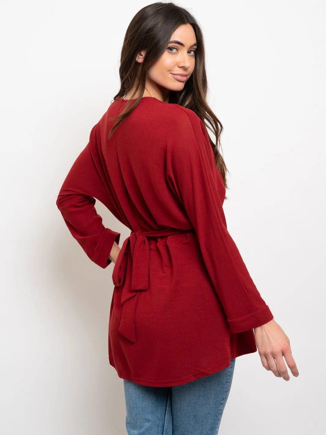 WOMEN'S FRONT TIE V NECK TOP