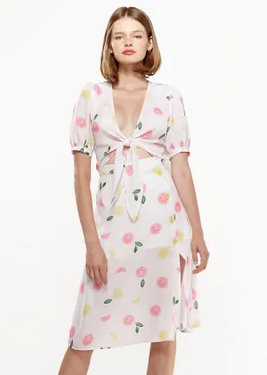 Women's Fruit Punch Tie Hem Open Front Blouse in Fruit Punch