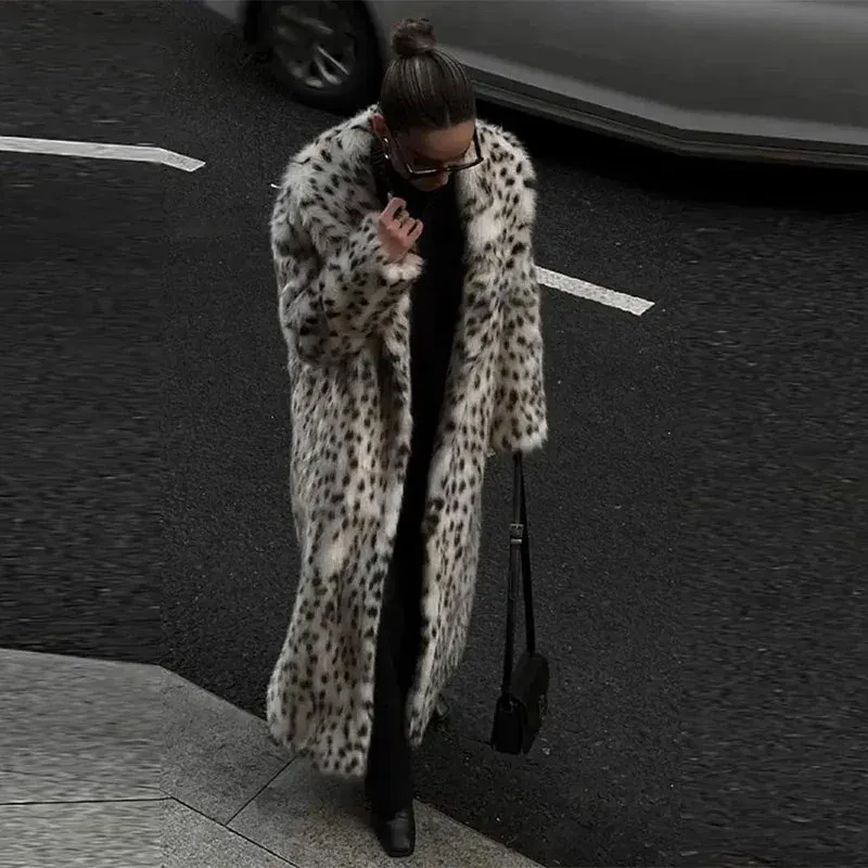 Women's Long Faux Fur Coat | Leopard Print | Bold & Glamorous