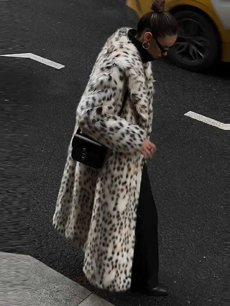 Women's Long Faux Fur Coat | Leopard Print | Bold & Glamorous