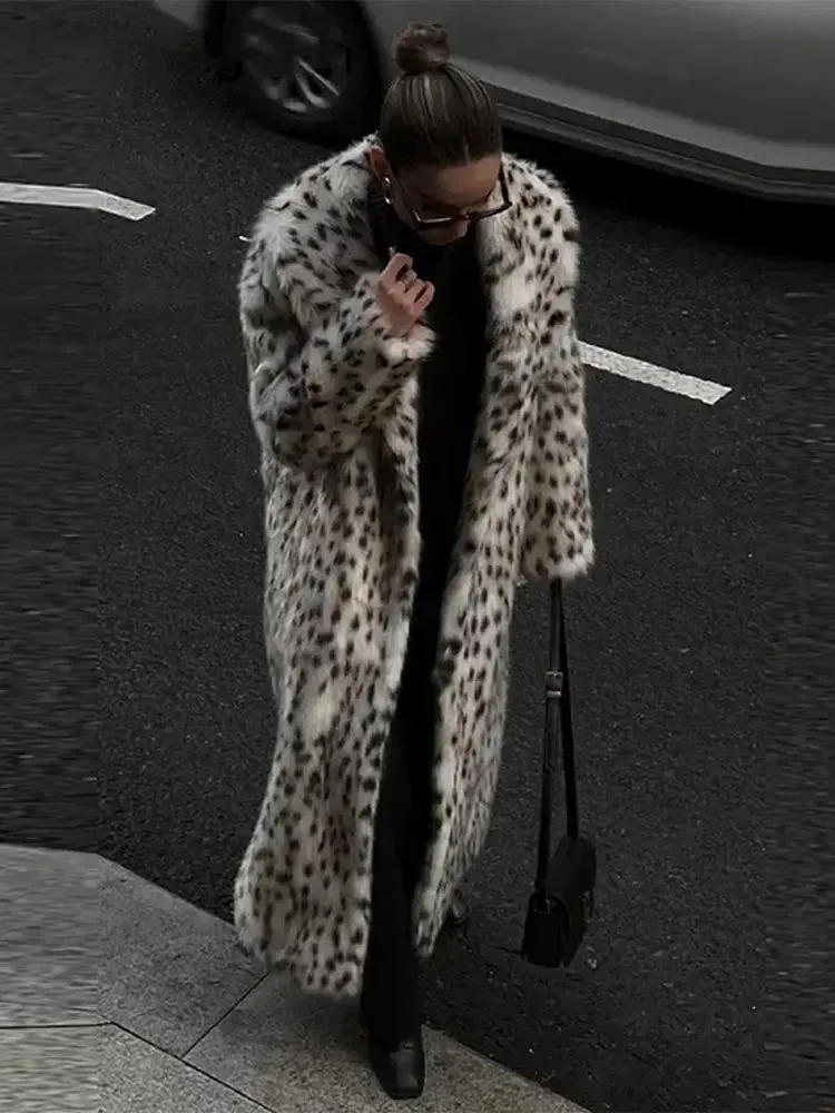 Women's Long Faux Fur Coat | Leopard Print | Bold & Glamorous