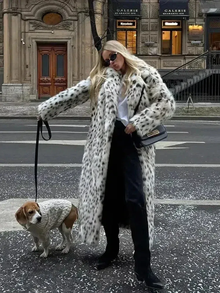 Women's Long Faux Fur Coat | Leopard Print | Bold & Glamorous