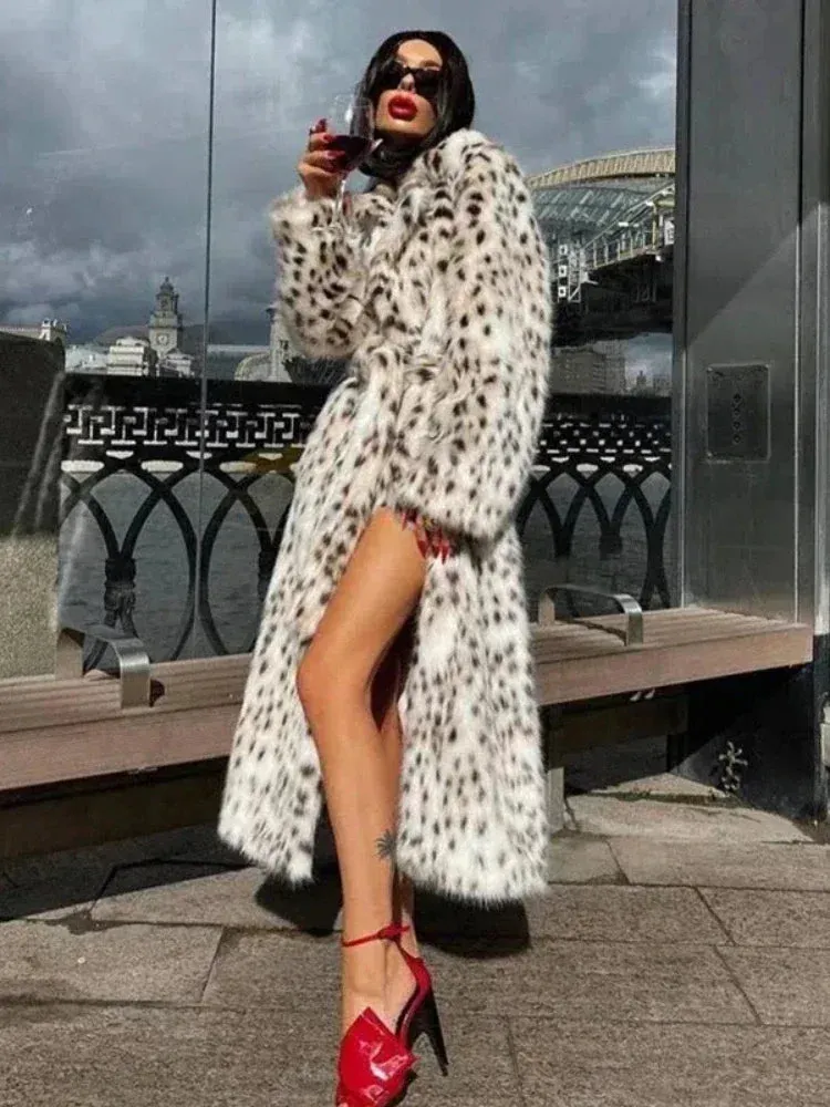 Women's Long Faux Fur Coat | Leopard Print | Bold & Glamorous